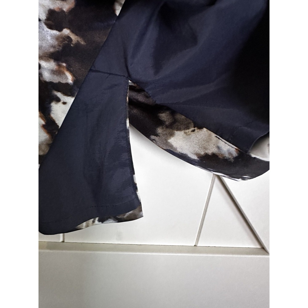 Ann Taylor Navy Blue & Brown Abstract Print Dress Cap Sleeve Size‎ O Petite - Picture 5 of 5